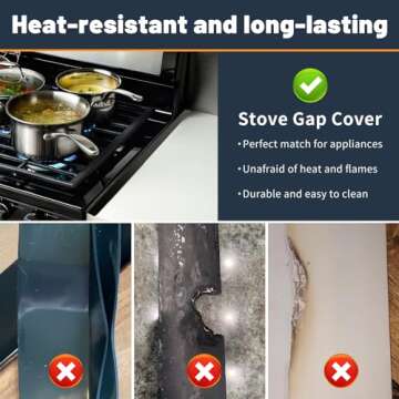 SZJHXIN Stove Gap Covers Stainless Steel, Adjustable 13.8-27.5 In(2 Pack), Heat Resistant, Gas Stove Side Gap Protector (Matte Black)