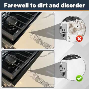 SZJHXIN Stove Gap Covers Stainless Steel, Adjustable 13.8-27.5 In(2 Pack), Heat Resistant, Gas Stove Side Gap Protector (Matte Black)