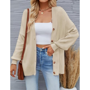 Stylish ZESICA Women's Casual Cardigan Sweater in Blue