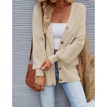 Stylish ZESICA Women's Casual Cardigan Sweater in Blue