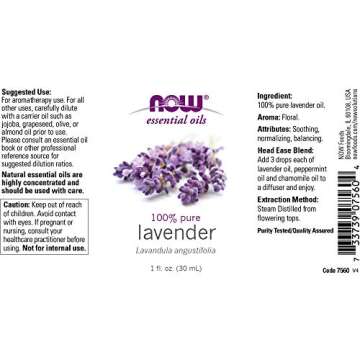 NOW Essential Oils, Lavender Oil, Soothing Aromatherapy Scent, Steam Distilled, 100% Pure, Vegan, Ch...