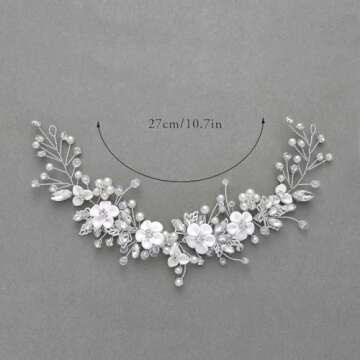 Gorais Flower Bride Wedding Hair Vine Crystal Bridal Headpieces Pearl Hair Accessories for Women and Girls