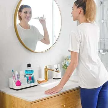 VITVITI Toothbrush Holder for Bathroom, Resin Bathroom Organizer Countertop Sink, Bathroom Counter O...