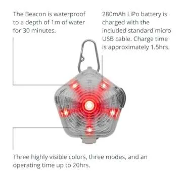 Ruffwear, Beacon Safety Light for Dogs, Clear Lake