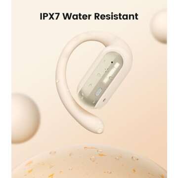 TAGRY Open Ear Earbuds Wireless Headphones 40HRS Playtime Fast Charging Digital Display Open Ear Headphones with Ergonomic Earhook IPX7 Waterproof Bluetooth 5.4 Ear Buds for Running Workout Beige