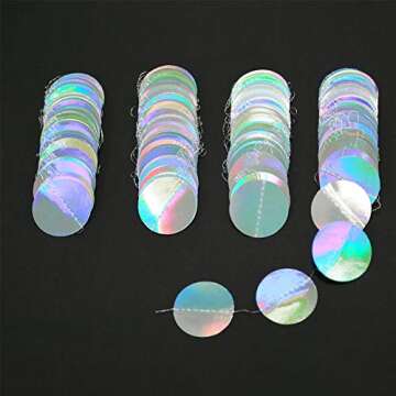 Cheerland Holographic Circle Garlands Iridescent Party Supplies Hanging Streamer Backdrop Mermaid Theme Birthday Decorations Baby Shower Graduation Wedding Euphoria Disco Bachelorette Decor