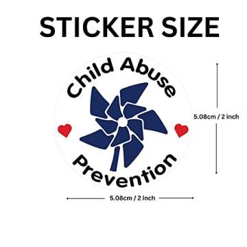 250 Child Abuse Prevention Blue Pin Wheel Stickers – Blue Pinwheel Stickers for Child Abuse and Neglect Prevention – Perfect for Support Groups and Fundraisers - 1 Roll