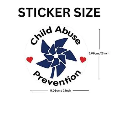 250 Child Abuse Prevention Blue Pin Wheel Stickers – Blue Pinwheel Stickers for Child Abuse and Neglect Prevention – Perfect for Support Groups and Fundraisers - 1 Roll