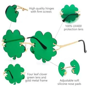 Stylish LIKSMU St. Patrick's Shamrock Sunglasses Green
