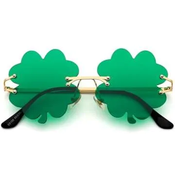 Stylish LIKSMU St. Patrick's Shamrock Sunglasses Green