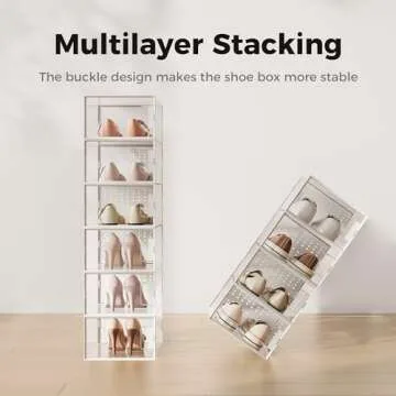 Pinkpum Clear Stackable Shoe Organizer Boxes for All