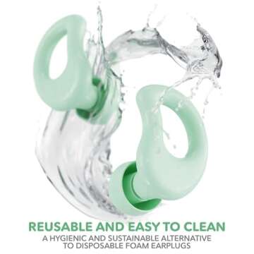 CURVD Everyday Earplugs – Ultra Soft, Customizable Sleep, Travel, Sensitivity, Noise Protection, for Sound Canceling Isolation, up to -30dB Reduction, NRR 15, Reusable and Sustainable (Mint)