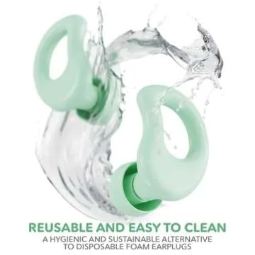 CURVD Everyday Earplugs – Ultra Soft, Customizable Sleep, Travel, Sensitivity, Noise Protection, for Sound Canceling Isolation, up to -30dB Reduction, NRR 15, Reusable and Sustainable (Mint)