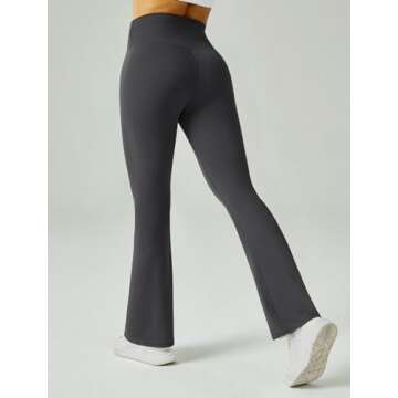 FireSwan Women's Flare Yoga Pants V Waist Flared Leggings High Waisted Bootcut Workout Pants Tummy Control(Dark Grey S)
