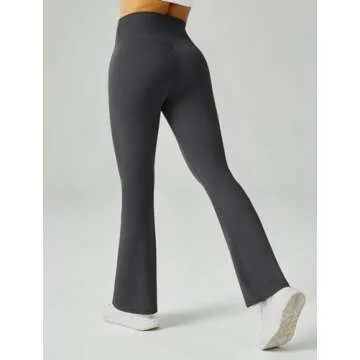 FireSwan Women's Flare Yoga Pants V Waist Flared Leggings High Waisted Bootcut Workout Pants Tummy Control(Dark Grey S)