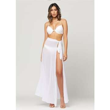 Conceited Sarong Cover ups for Swimwear Women - Wraps in Many Colors and Lengths - White - Small-Medium