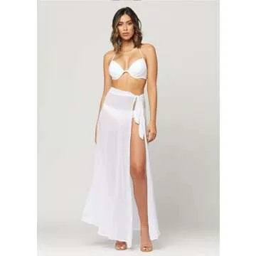 Conceited Sarong Cover ups for Swimwear Women - Wraps in Many Colors and Lengths - White - Small-Medium