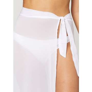 Conceited Sarong Cover ups for Swimwear Women - Wraps in Many Colors and Lengths - White - Small-Medium