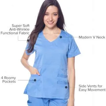 Dagacci Women's Stylish Ultra Soft Scrubs Set for Healthcare