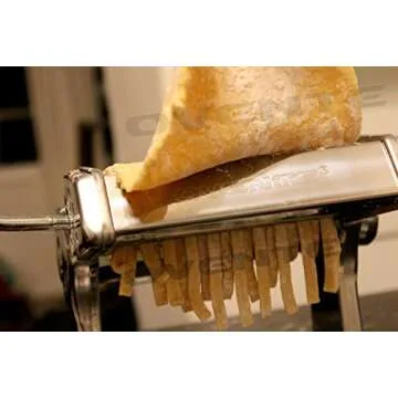 OVENTE Manual Stainless Steel Pasta Maker Machine and 7 Thickness Setting (0.5 to 3 mm), Easy Cleaning & Storage with Attachments of Hand Crank Roller Noodle Cutter & Countertop Clamp, Silver PA515S