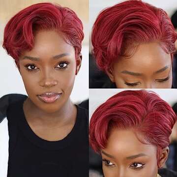 Asteria Straight Short Cut Bob Human Hair Wig with Pre Plucked #99j Pixie Cut Bob Wigs for Women Bur...