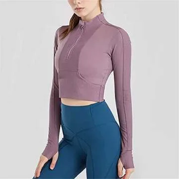 ROWAI Women's Long Sleeve Half Zip Pullover for Athletic Wear