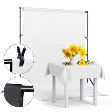 UTEBIT White Black Backdrop, 5 * 6.5FT 2-in-1 Double Sided Photo Backdrop Kit Black/White Screen Background for Photography with 4 Spring Clamps, Photo Backdrop Curtain for YouTube/Video/Television
