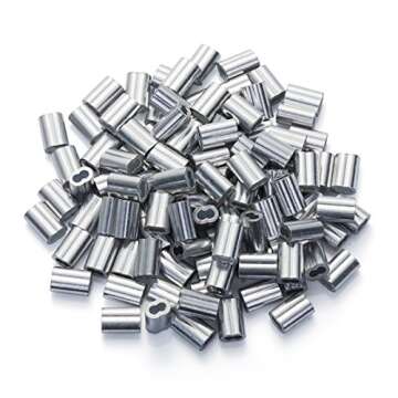 1/16" Aluminum Crimping Loop Sleeve 200PCS, Cable Ferrule Wire Rope Sleeves Loops Sleeve