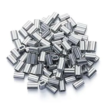 1/16" Aluminum Crimping Loop Sleeve 200PCS, Cable Ferrule Wire Rope Sleeves Loops Sleeve
