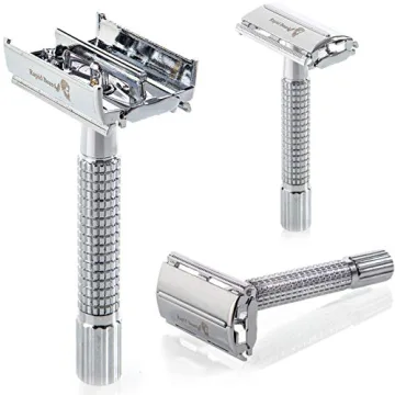 Shaving Kit for Men Wet Shave - Safety Razor with 10 blades, Shaving Badger Hair Brush, Sandalwood Shaving Soap Cream, Shaving Stand, Stainless Steel Bowl Mug, Canvas Dopp Kit - Gift Set