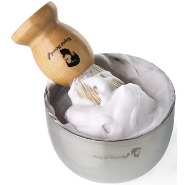 Shaving Kit for Men Wet Shave - Safety Razor with 10 blades, Shaving Badger Hair Brush, Sandalwood Shaving Soap Cream, Shaving Stand, Stainless Steel Bowl Mug, Canvas Dopp Kit - Gift Set