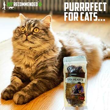 Vet Recommended Premium Whole Chicken Hearts for Dogs and Cats (5oz Bag), Freeze Dried Natural Dog Treats - Perfect Organ Meat for Pets, Human Grade, Natural Source of Taurine, USA Made.