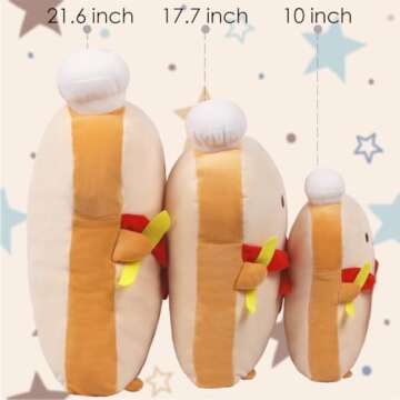 ARELUX 17.7in Funny Toast Bread Pillow,Cute Bread Shape Plush Hugging Pillow,Soft Toast Food Sofa Cushion for Home Decor,Plush Toy Gifts for Kids Birthday