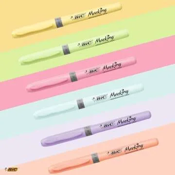 BIC Highlighter Grip Pastel Pack of 6 with Chisel Tip