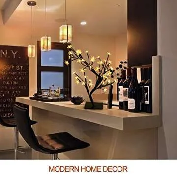 Bright Zeal 18" Battery Operated LED Cherry Blossom Tree Lights (6hr Timer) - Bonsai Lighted Tree - Lighted Cherry Blossom Tree Light Tabletop LED Tree Lamp - Home Decor Artificial Plants Light BZY