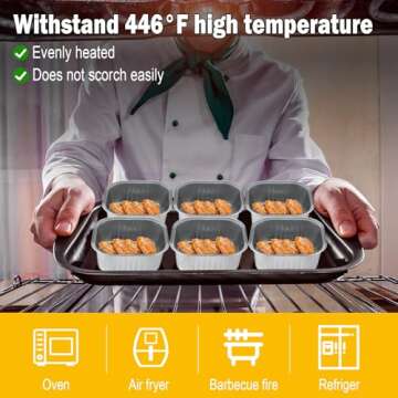 Sliner 100 Pcs 10 oz Mini Cake Pans with Lids Aluminum Foil Disposable Ramekins Mini Cake Cups with Spork Sticker Square Cupcake Cups Baking Tins for Kitchen Party Wedding Birthday(Silver)