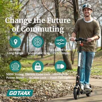 Gotrax G4 Electric Scooter | 10 Pneumatic Tires | 25 Mile Range, 20Mph Speed, Anti-Theft Security