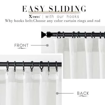 XTMYI White Curtains 96 Inches Long for Living Room Pleated with Heading Tape Hooks Solid Linen Light Filtering Semi Sheer Lightweight Curtains for Bedroom 96 Length 8FT Single One Pair Set