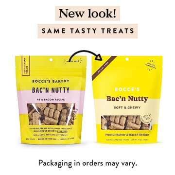Bocce's Bakery Bac'n Nutty Soft & Chewy Dog Treats, Wheat-Free PB & Bacon Flavored All Natural Limit...