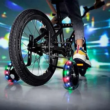 Jetson Spark Light-Up Training Wheel Accessory, Includes Motion Activated Light-Up Wheels, 4 Inch Wheels, Fits Most Bike Wheels From 12” to 20”, Steel Brackets, Ages 3+, Black, JSPARK-BLK