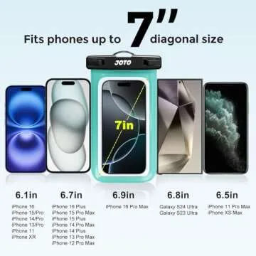JOTO 2 Pack Waterproof Phone Pouch Case Up to 7", IPX8 Underwater Phone Case Cellphone Dry Bag for iPhone 16 15 14 13 12 Pro Max Xs Max XR X 8 7 6S Plus SE/Galaxy S24 S23 S22 S21 -Black & Green