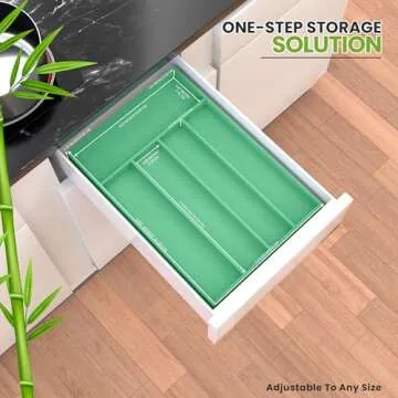 Utopia Kitchen Bamboo Silverware Organizer - 5 Compartment Cutlery Storage