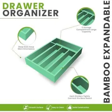 Bamboo Silverware Organizer for Stylish Kitchen Storage