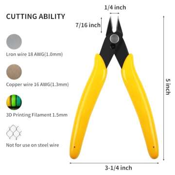HongWay 5pcs Micro Flush Cutters, Wire Cutter with Internal Spring, Diagonal Cutters for Electronics...