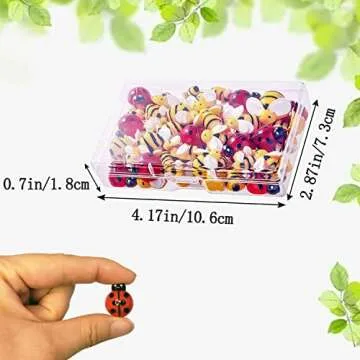 glacely 50 Pcs Tiny Resin Bees Ladybugs,Including 25 Pcs Resin Bee Ornaments 25 Pcs Resin Ladybugs Decors with Storage box for DIY Crafts Wreath Party Home Decoration (50pcs)