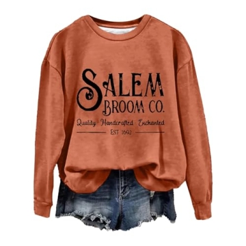 Stylish 1692 Salem Broom Co Halloween Sweatshirt for Women