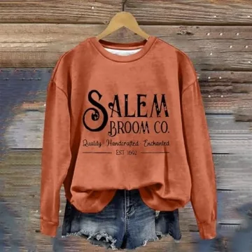 Stylish 1692 Salem Broom Co Halloween Sweatshirt for Women