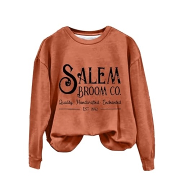 Stylish 1692 Salem Broom Co Halloween Sweatshirt for Women
