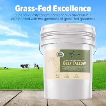 Stellar - Beef Tallow - 100% Grass-Fed & Finished - Good for Cooking, Baking and Frying - Food Grade...