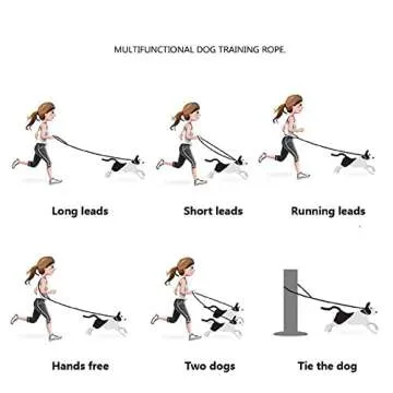 Tesitehi Multifunctional Rope Dog Leash 7.5 FT with Adjustable Double Swivel Hook Hands Free for Small Medium and Large Dogs Running Hiking Camping Walking (Colorful Rainbow)